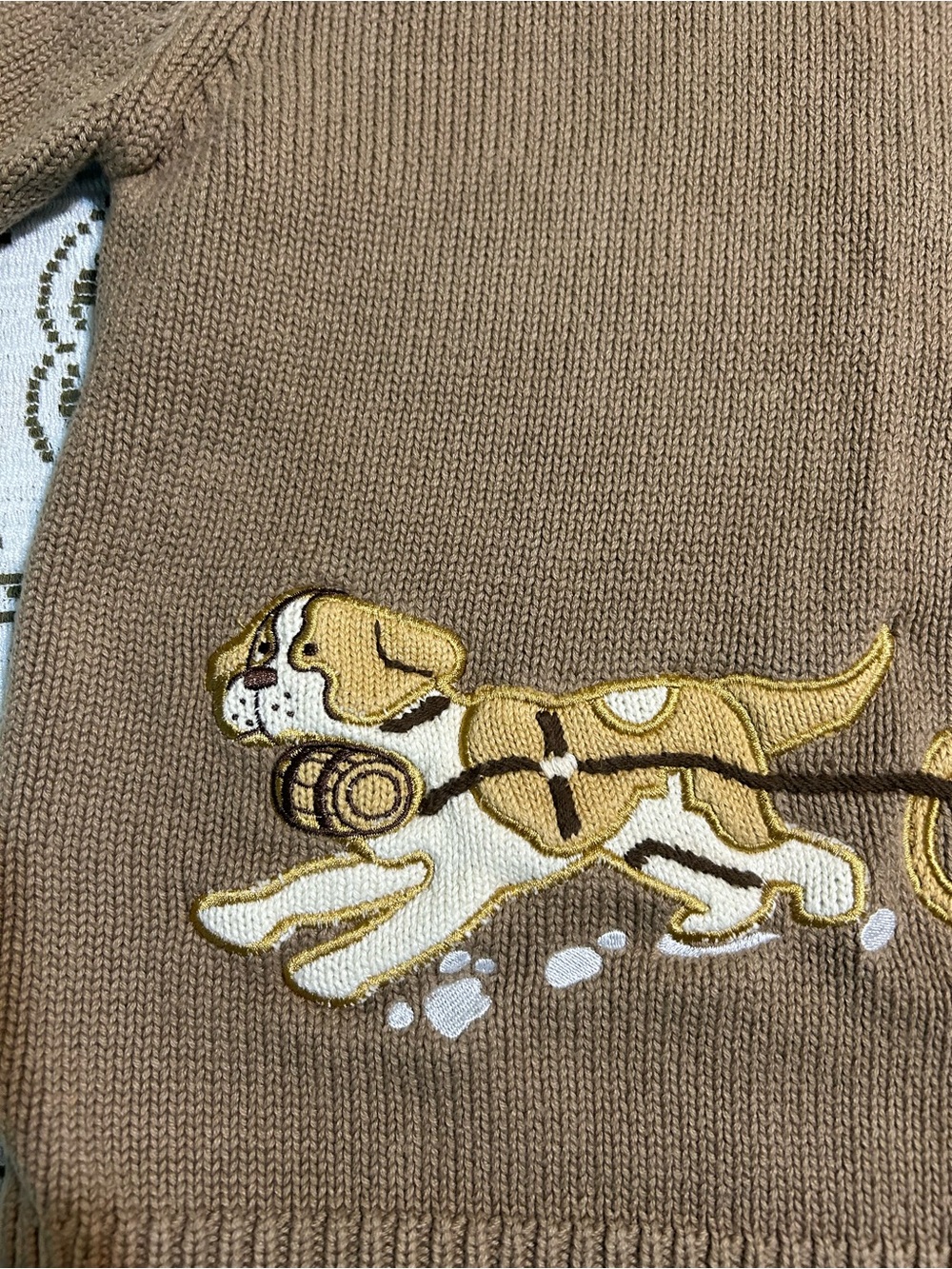Kids Tan Crewneck Sweater with Dog & Forest Appliqué - Picture 8 of 10